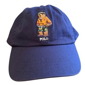 Polo Ralph Lauren Hat Mens OSZ Navy New Polo Bear Embroidered Chino Cap